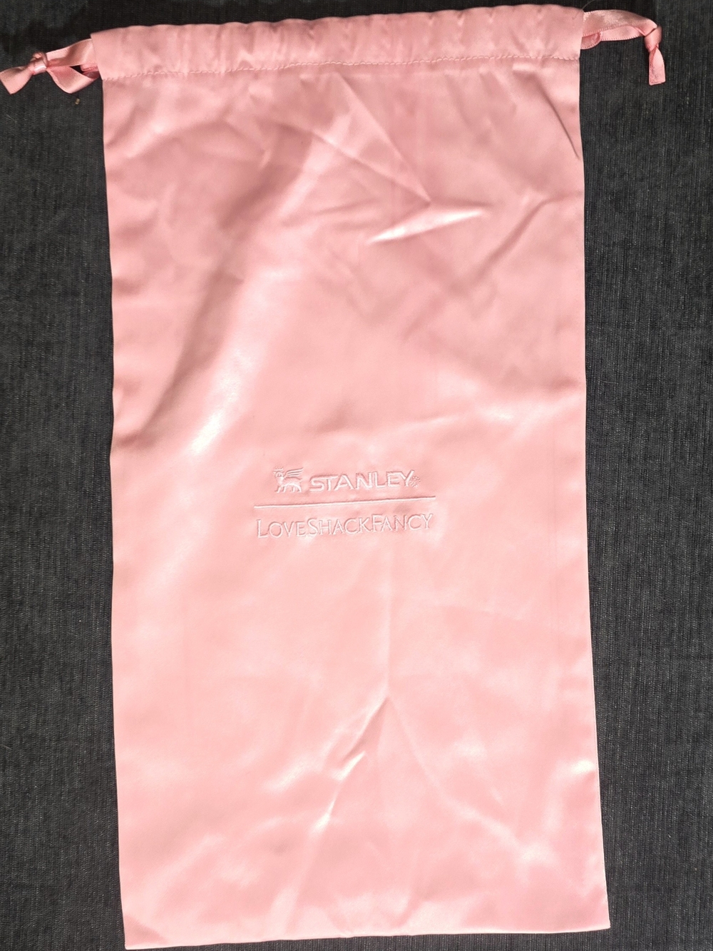 Stanley x LoveShackFancy Pink Satin Quencher Tumbler Dust Bag Storage Pouch